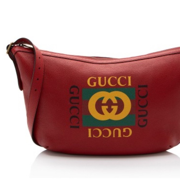 Gucci leather logo half moon hobo in red - Picture 11 of 12